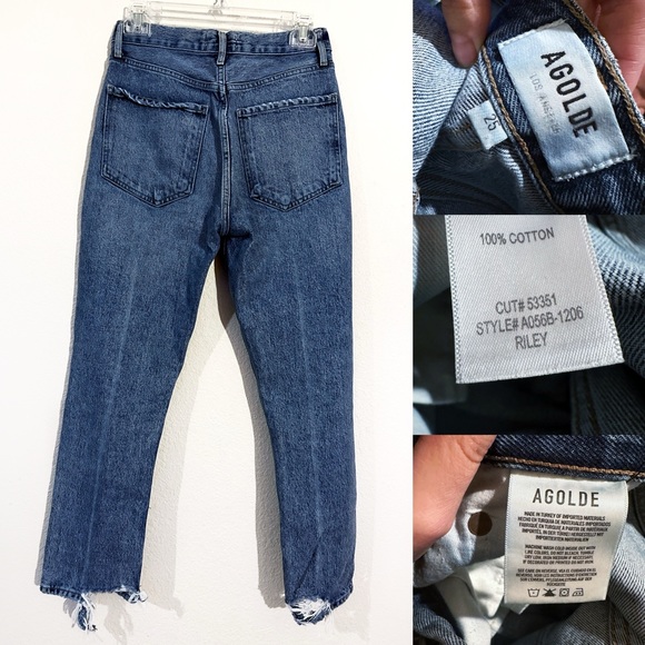Agolde Riley High Rise Straight Crop in Emulsion 25 High Rise Ankle Chewed Hem - Picture 12 of 17